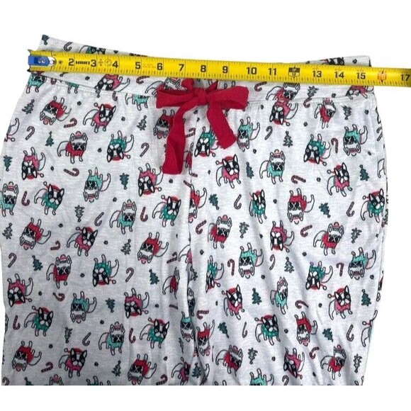 Jaclyn Intimates Soft Frenchie Dog Christmas Holiday PJ Pajama Pants Lounge L - Picture 4 of 9